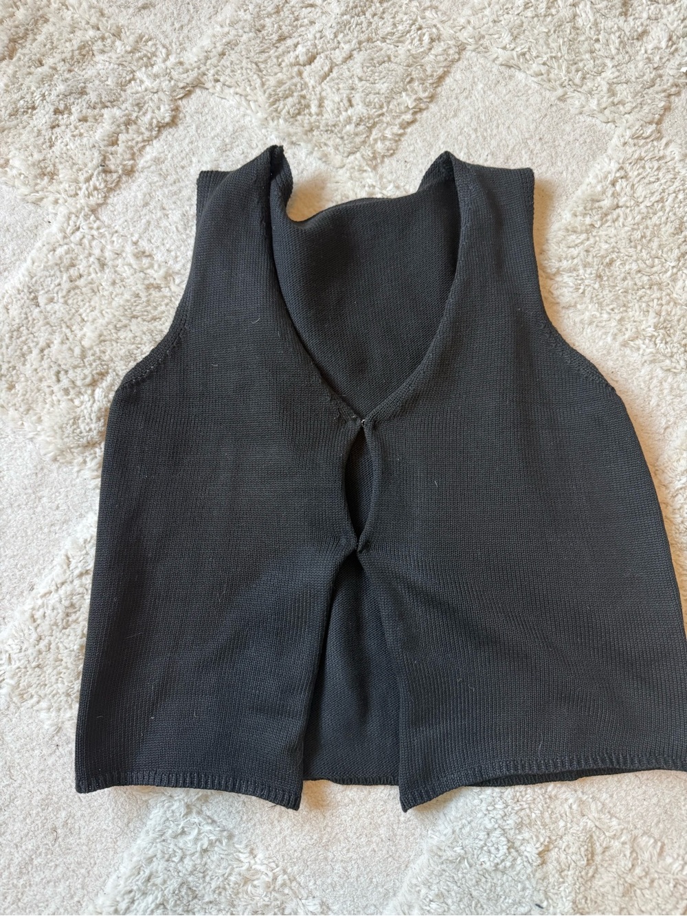 Black Knit Sleeveless V-Neck Top